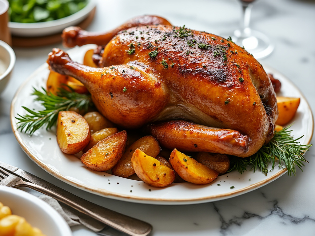 Crispy Orange-Herb Roasted Duck with Golden Potatoes